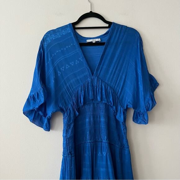IRO Stacy Blue Jacquard Smocked Mini Dress - Picture 4 of 10